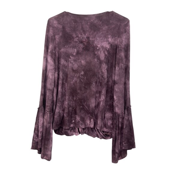 American Eagle Soft & Sexy Tie-Dye Bell Sleeve Wrap Top Blouse Womens M Purple - Picture 14 of 16